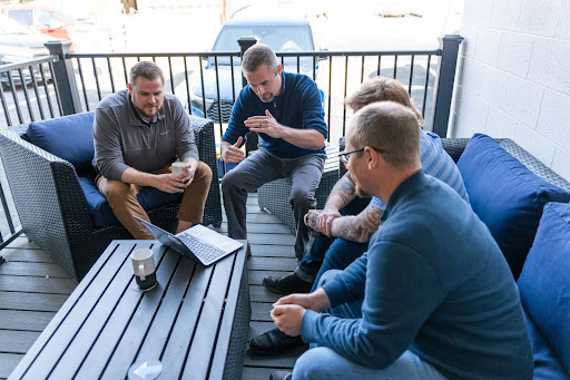 Team Meeting on the deck.